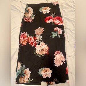 Zara Black Floral Midi Skirt